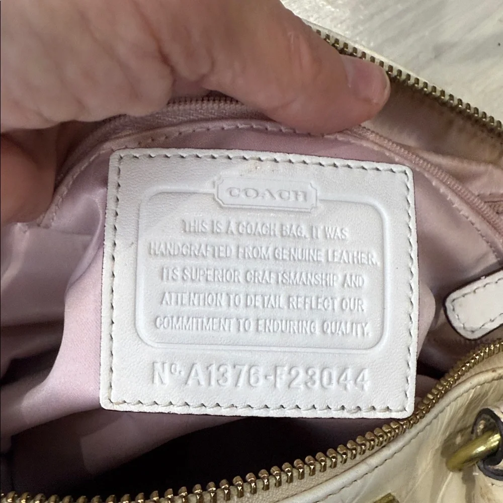 Coach Ivory Croc-Embossed Satchel with Scarf